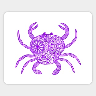 Mandala Crab (purple and white) Magnet